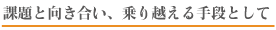 課題と向き合い、乗り越える手段として